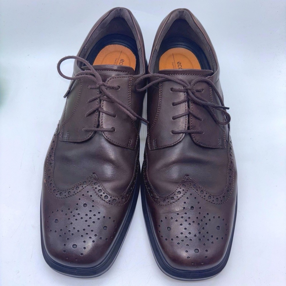 ECCO Lisbon Men's US 16-16.5/50Dark Brown Leather Brogue‎ Wingtip Oxford Shoes